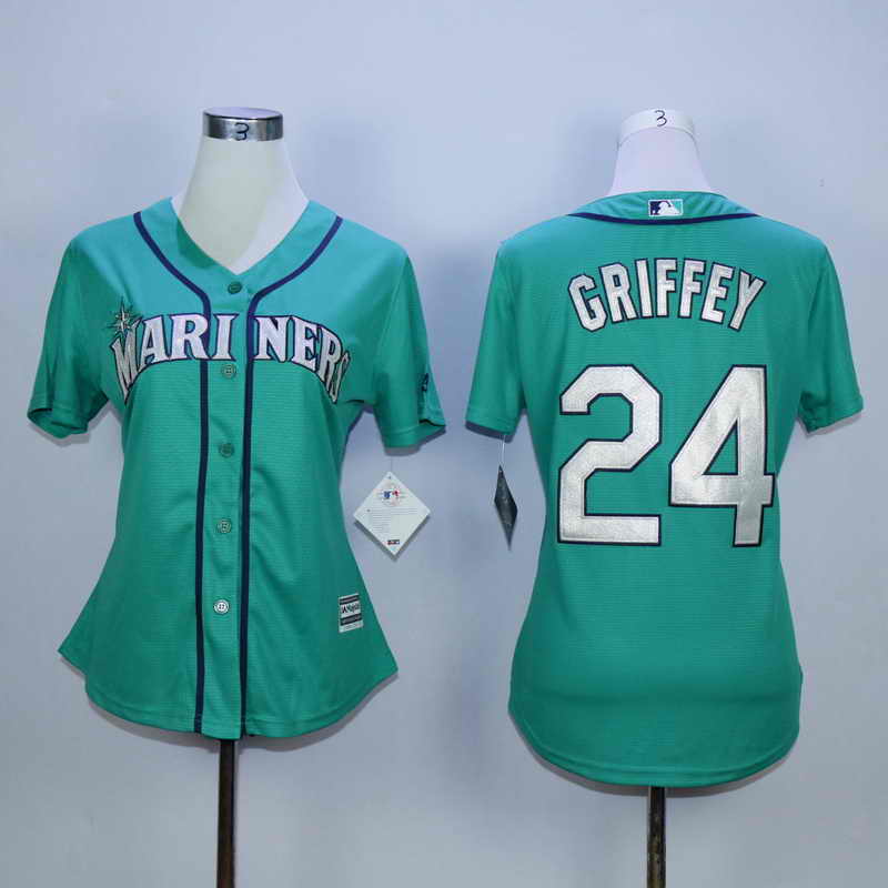 Mariners #24 Griffey Aqua Cool Base Women's Jerseys