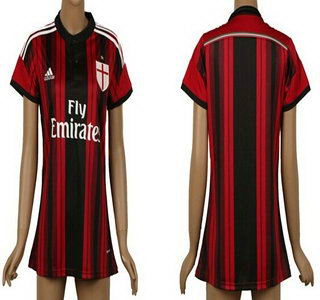 2014-15 AC Milan Blank Home Soccer AAA+ T-Shirt_Womens