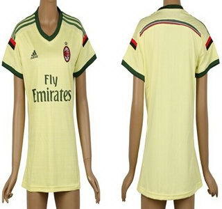 2014-15 AC Milan Blank Away Gold Soccer AAA+ T-Shirt_Womens