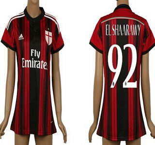 2014-15 AC Milan #92 El Shaarawy Home Soccer AAA+ T-Shirt_Womens