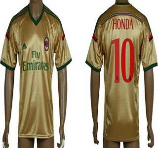 2014-15 AC Milan #10 Honda Away Gold Soccer AAA+ T-Shirt