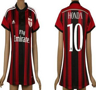 2014-15 AC Milan #10 Honda Home Soccer AAA+ T-Shirt_Womens