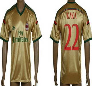 2014-15 AC Milan #22 Kaka Away Gold Soccer AAA+ T-Shirt