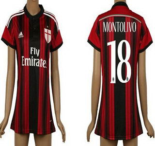 2014-15 AC Milan #18 Montolivo Home Soccer AAA+ T-Shirt_Womens