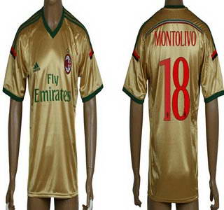 2014-15 AC Milan #18 Montolivo Away Gold Soccer AAA+ T-Shirt