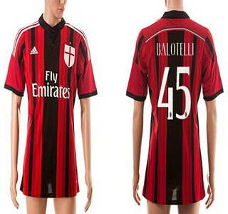 2014-15 AC Milan #45 Balotelli Home Soccer AAA+ T-Shirt