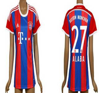 2014-15 Bayern Munchen #27 Alaba Home Soccer AAA+ T-Shirt_Womens