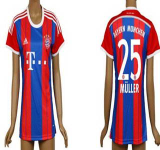 2014-15 Bayern Munchen #25 Muller Home Soccer AAA+ T-Shirt_Womens