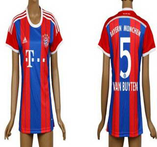 2014-15 Bayern Munchen #5 Van Buyten Home Soccer AAA+ T-Shirt_Womens