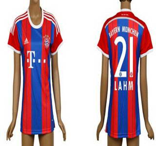 2014-15 Bayern Munchen #21 Lahm Home Soccer AAA+ T-Shirt_Womens
