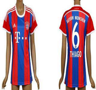2014-15 Bayern Munchen #6 Thiago Home Soccer AAA+ T-Shirt_Womens