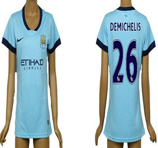 2014-15 Manchester City #26 Demichelis Home Soccer AAA+ T-Shirt_Womens