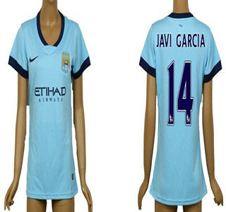 2014-15 Manchester City #14 Javi Garcia Home Soccer AAA+ T-Shirt_Womens