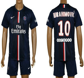 2014-15 Paris Saint-Germain #10 Ibrahimovic Home Soccer Shirt Kit