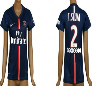 2014-15 Paris Saint-Germain #2 T.Silva Home Soccer AAA+ T-Shirt_Womens