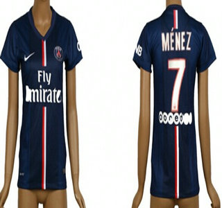 2014-15 Paris Saint-Germain #7 Menez Home Soccer AAA+ T-Shirt_Womens