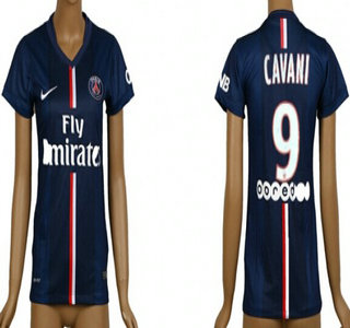 2014-15 Paris Saint-Germain #9 Cavani Home Soccer AAA+ T-Shirt_Womens