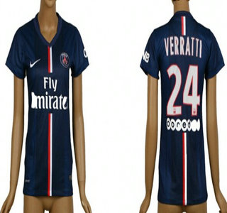 2014-15 Paris Saint-Germain #24 Verratti Home Soccer AAA+ T-Shirt_Womens