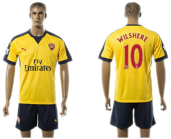 2015-16 Men's Arsenal FC Away #10 Jack Wilshere Gold Soccer Shirt Kit