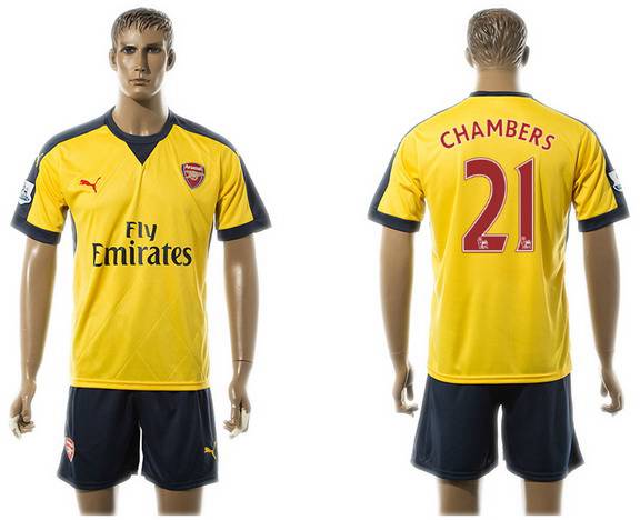 2015-16 Men's Arsenal FC Away #21 Calum Chambers Gold Soccer Shirt Kit