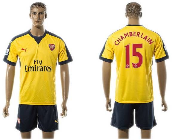 2015-16 Men's Arsenal FC Away #15 Alex Oxlade-Chamberlain Gold Soccer Shirt Kit