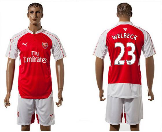 2015-16 Men's Arsenal FC Home #23 Danny Welbeck Red Soccer Shirt Kit