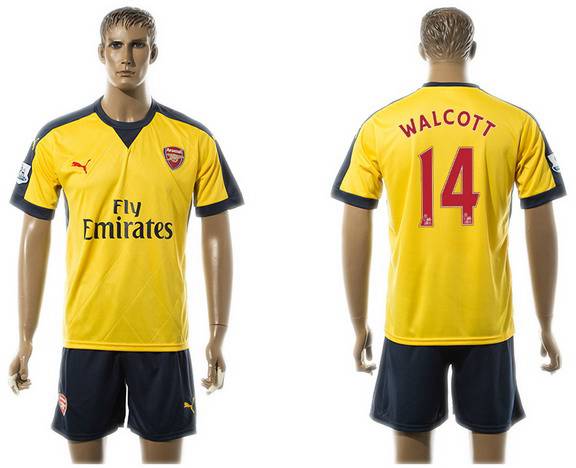 2015-16 Men's Arsenal FC Away #14 Theo Walcott Gold Soccer Shirt Kit