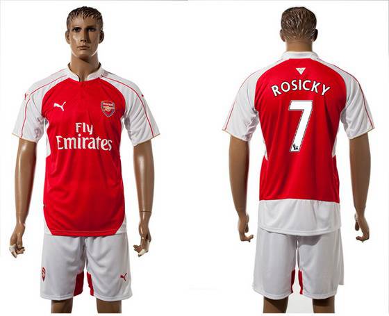 2015-16 Men's Arsenal FC Home #7 Tomas Rosicky Red Soccer Shirt Kit