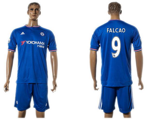 2015-16 Men's Chelsea FC Home #9 Radamel Falcao Blue Soccer Shirt Kit