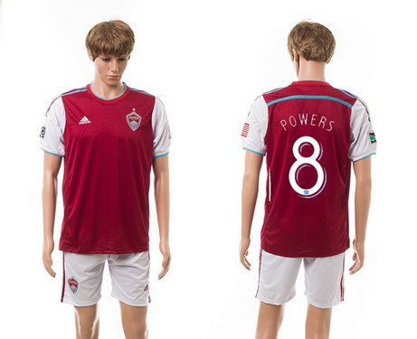 2015-16 Men's Colorado Rapids Home #8 Dillon Powers Red Soccer Shirt Kit