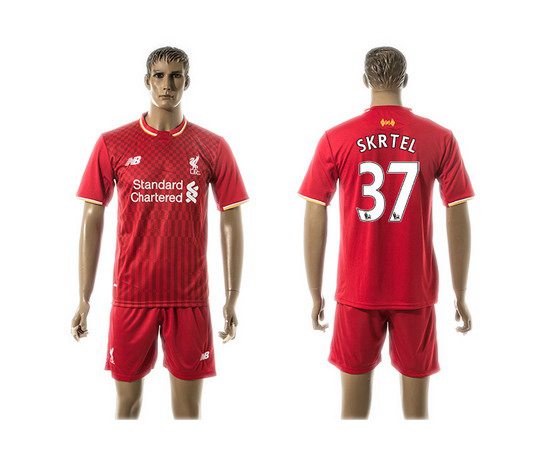 2015-16 Men's Liverpool FC Home #37 Martin Skrtel Red Soccer Shirt Kit