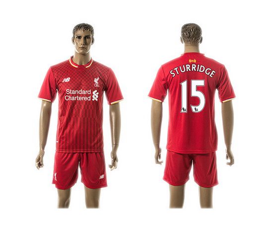 2015-16 Men's Liverpool FC Home #15 Daniel Sturridge Red Soccer Shirt Kit