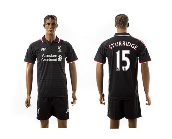 2015-16 Men's Liverpool FC Alternate #15 Daniel Sturridge Black Soccer Shirt Kit