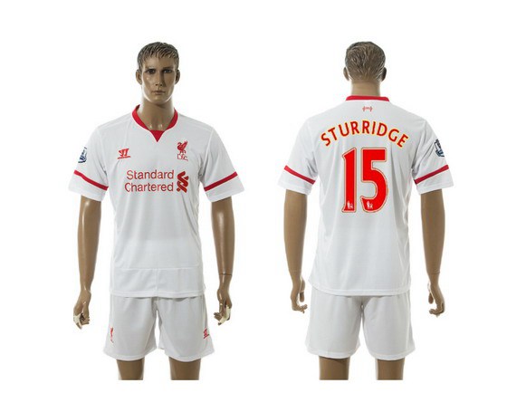 2015-16 Men's Liverpool FC Away #15 Daniel Sturridge White Soccer Shirt Kit