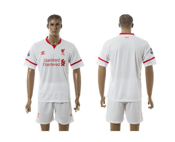 2015-16 Men's Liverpool FC Away Customized White Soccer Shirt Kit