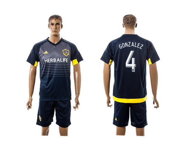 2015-16 Men's Los Angeles Galaxy Home #4 Omar Gonzalez Navy Blue Soccer Shirt Kit