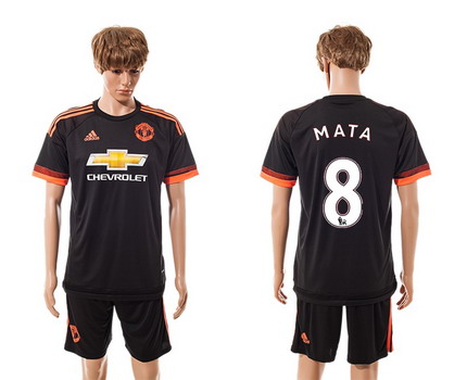 2015-16 Men's Manchester United FC Alternate #8 BJuan Mata Lack Soccer Shirt Kit