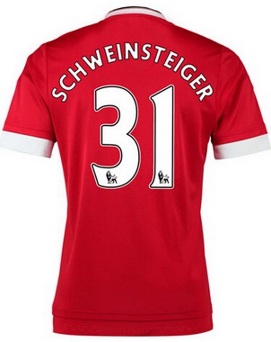 2015-16 Men's Manchester United FC Home #31 Bastian Schweinsteiger Red Soccer Shirt Kit