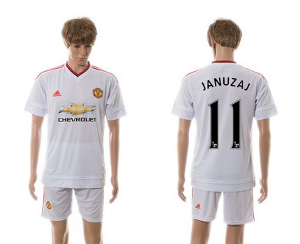 2015-16 Men's Manchester United FC Away #11 Adnan Januzaj White Soccer Shirt Kit