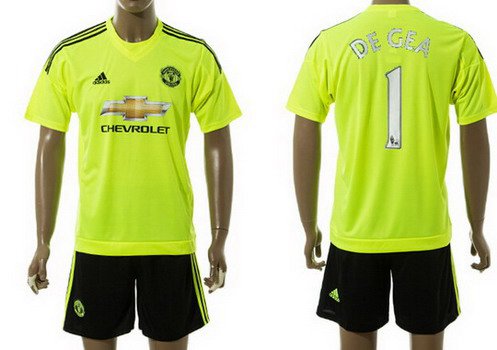 2015-16 Men's Manchester United FC Goalkeeper #1 David De Gea Green Soccer Shirt Kit