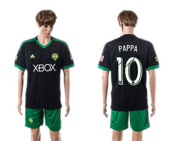 2015-16 Men's Seattle Sounders Third #10 Marco Pappa Black Soccer Shirt Kit
