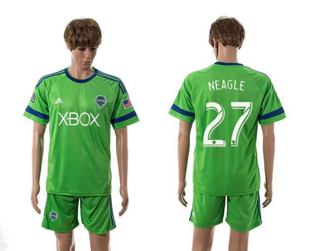 2015-16 Men's Seattle Sounders Home #27 Lamar Neagle Green Soccer Shirt Kit