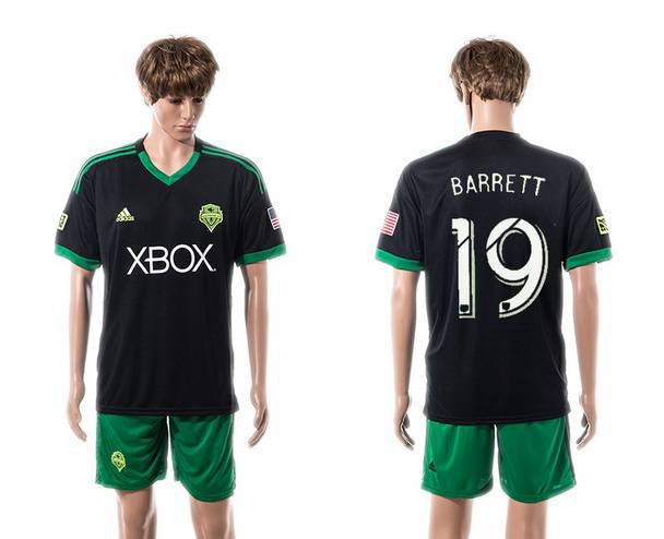 2015-16 Men's Seattle Sounders Third #19 Chad Barrett Black Soccer Shirt Kit
