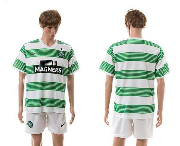 2015-16 Men's The Celtic FC Home Customized Green With White Soccer Shirt Kit