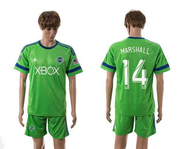 2015-16 Men's Seattle Sounders Home #14 Chad Marshall Green Soccer Shirt Kit