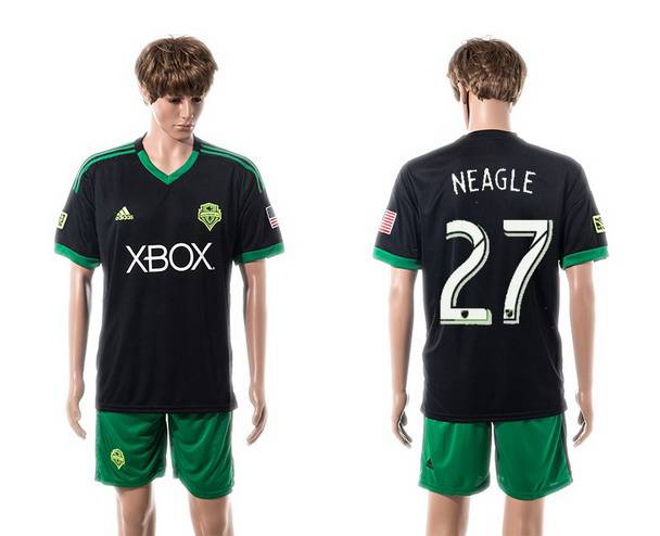 2015-16 Men's Seattle Sounders Third #27 Lamar Neagle Black Soccer Shirt Kit