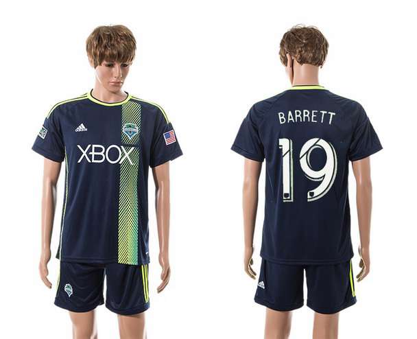 2015-16 Men's Seattle Sounders Away #19 Chad Barrett Navy Blue Soccer Shirt Kit