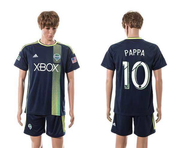 2015-16 Men's Seattle Sounders Away #10 Marco Pappa Navy Blue Soccer Shirt Kit