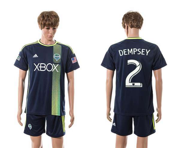 2015-16 Men's Seattle Sounders Away #2 Clint Dempsey Navy Blue Soccer Shirt Kit