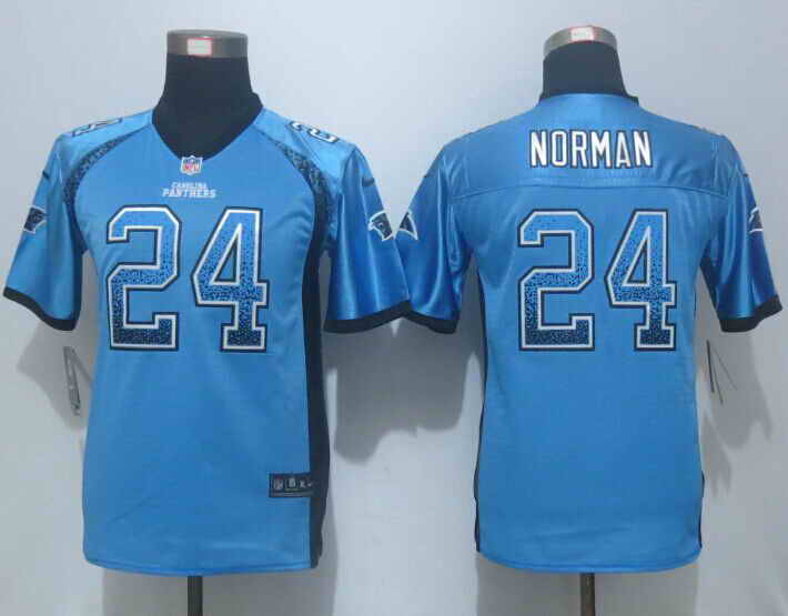 Nike Panthers 24 Josh Norman Blue Drift Fashion Youth Jersey